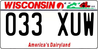 WI license plate 033XUW