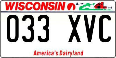 WI license plate 033XVC