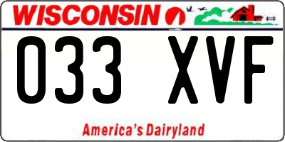 WI license plate 033XVF