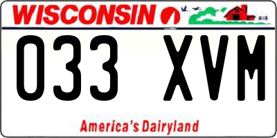 WI license plate 033XVM
