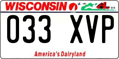WI license plate 033XVP