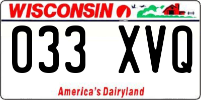 WI license plate 033XVQ