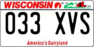 WI license plate 033XVS