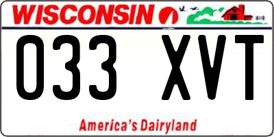 WI license plate 033XVT