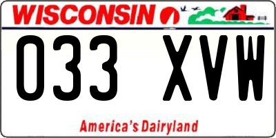WI license plate 033XVW