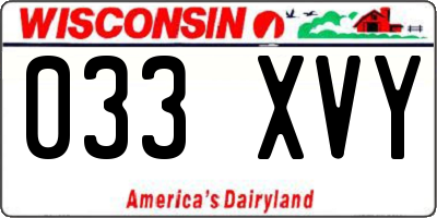 WI license plate 033XVY