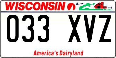 WI license plate 033XVZ