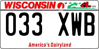 WI license plate 033XWB