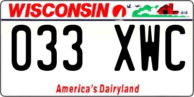 WI license plate 033XWC
