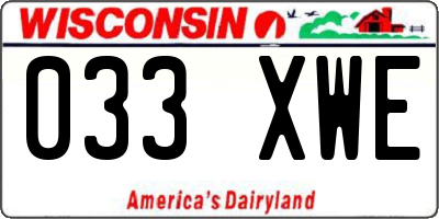 WI license plate 033XWE