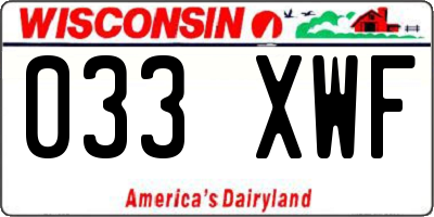 WI license plate 033XWF