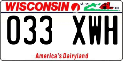 WI license plate 033XWH