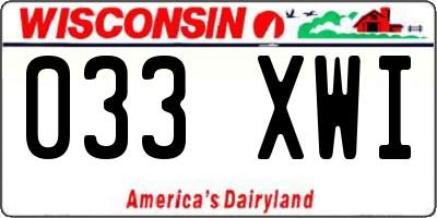 WI license plate 033XWI
