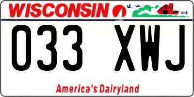 WI license plate 033XWJ