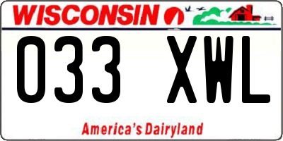 WI license plate 033XWL