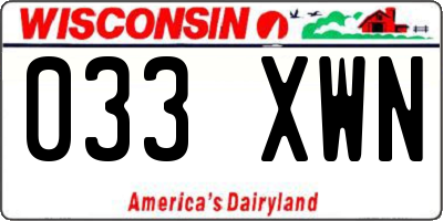 WI license plate 033XWN