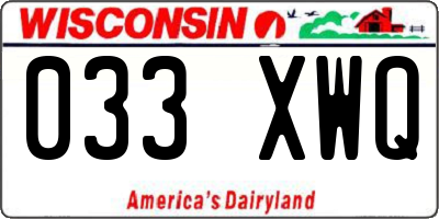 WI license plate 033XWQ