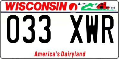 WI license plate 033XWR