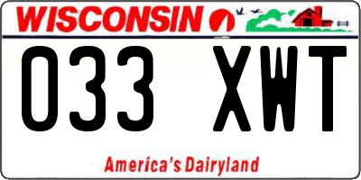 WI license plate 033XWT