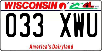 WI license plate 033XWU