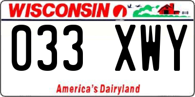 WI license plate 033XWY