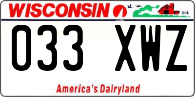WI license plate 033XWZ
