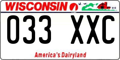 WI license plate 033XXC