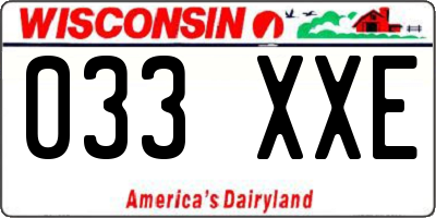 WI license plate 033XXE