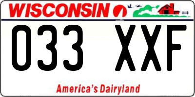 WI license plate 033XXF