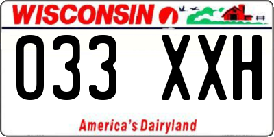 WI license plate 033XXH