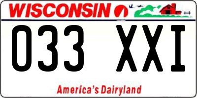 WI license plate 033XXI