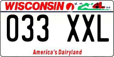 WI license plate 033XXL