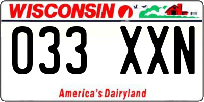 WI license plate 033XXN