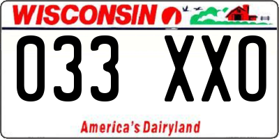 WI license plate 033XXO