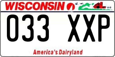 WI license plate 033XXP