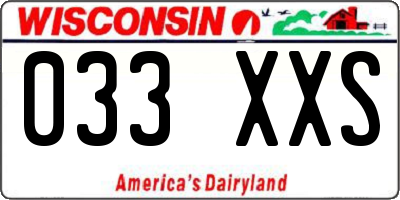 WI license plate 033XXS