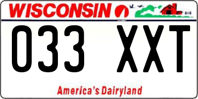 WI license plate 033XXT