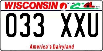 WI license plate 033XXU