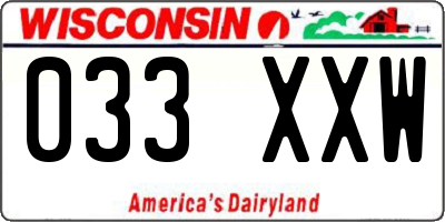 WI license plate 033XXW