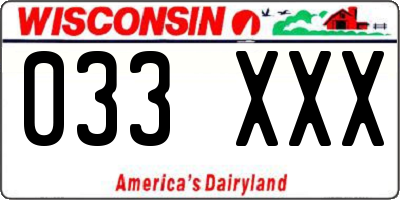 WI license plate 033XXX