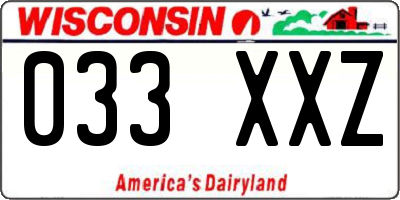 WI license plate 033XXZ