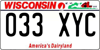 WI license plate 033XYC