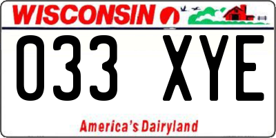 WI license plate 033XYE