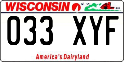 WI license plate 033XYF