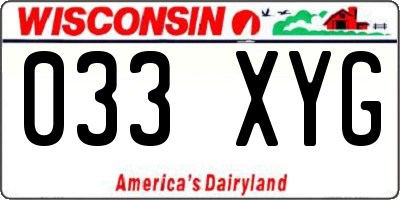 WI license plate 033XYG