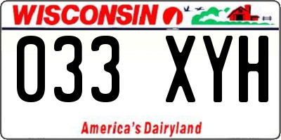 WI license plate 033XYH