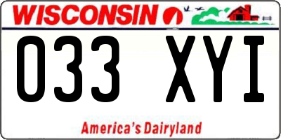 WI license plate 033XYI