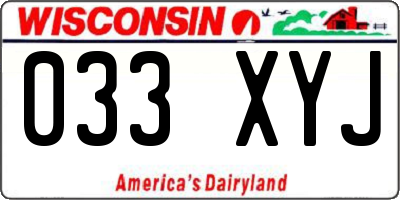 WI license plate 033XYJ