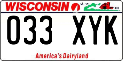 WI license plate 033XYK