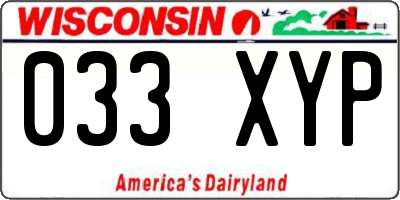 WI license plate 033XYP